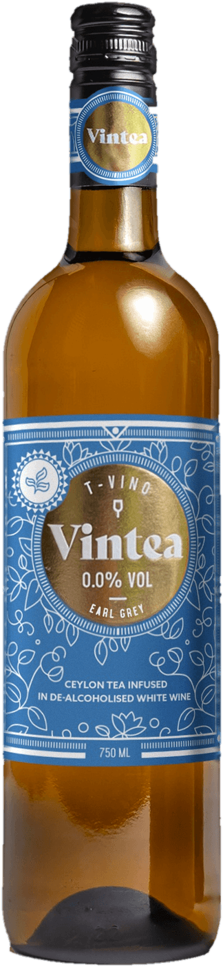 Bouteille Vintea T-Vino Earl Grey avec étiquette bleue